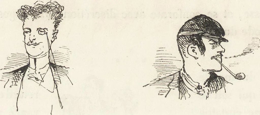 An illustration from La comédie de notre temps ... études au crayon et à la plume, 1874, leaf 35