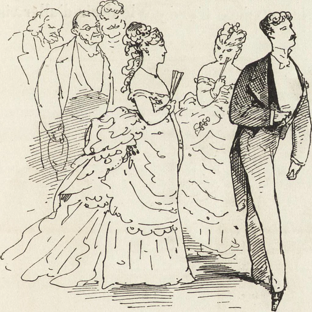 An illustration from La comédie de notre temps ... études au crayon et à la plume, 1874, leaf 350