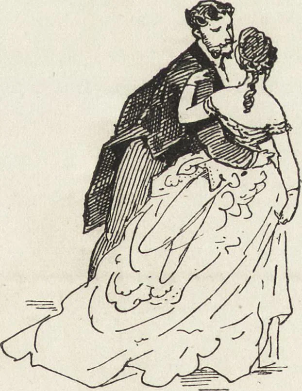 An illustration from La comédie de notre temps ... études au crayon et à la plume, 1874, leaf 350