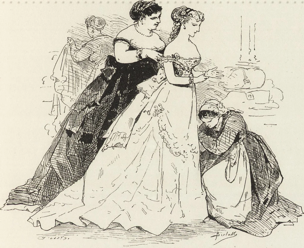 An illustration from La comédie de notre temps ... études au crayon et à la plume, 1874, leaf 354