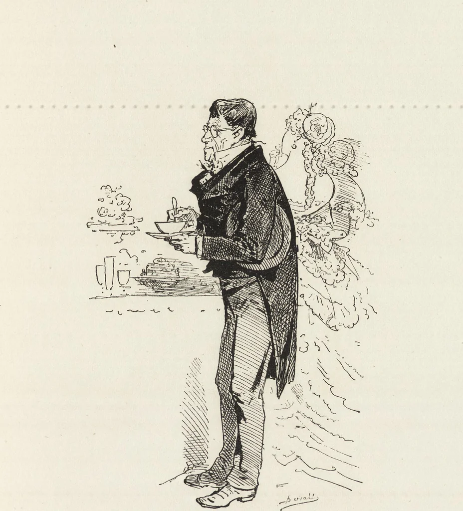 An illustration from La comédie de notre temps ... études au crayon et à la plume, 1874, leaf 358