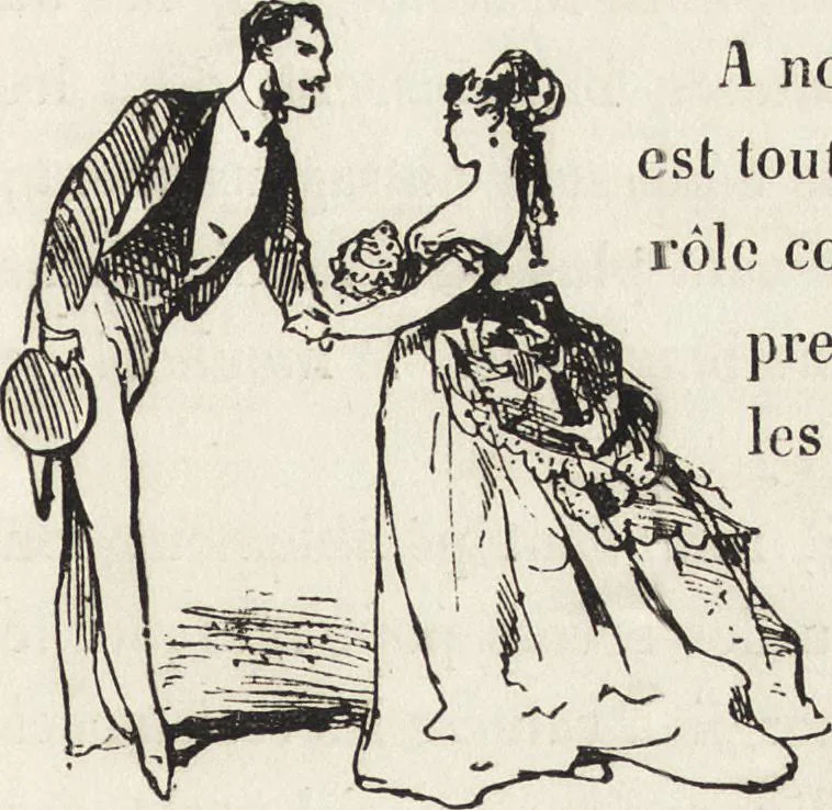 An illustration from La comédie de notre temps ... études au crayon et à la plume, 1874, leaf 36