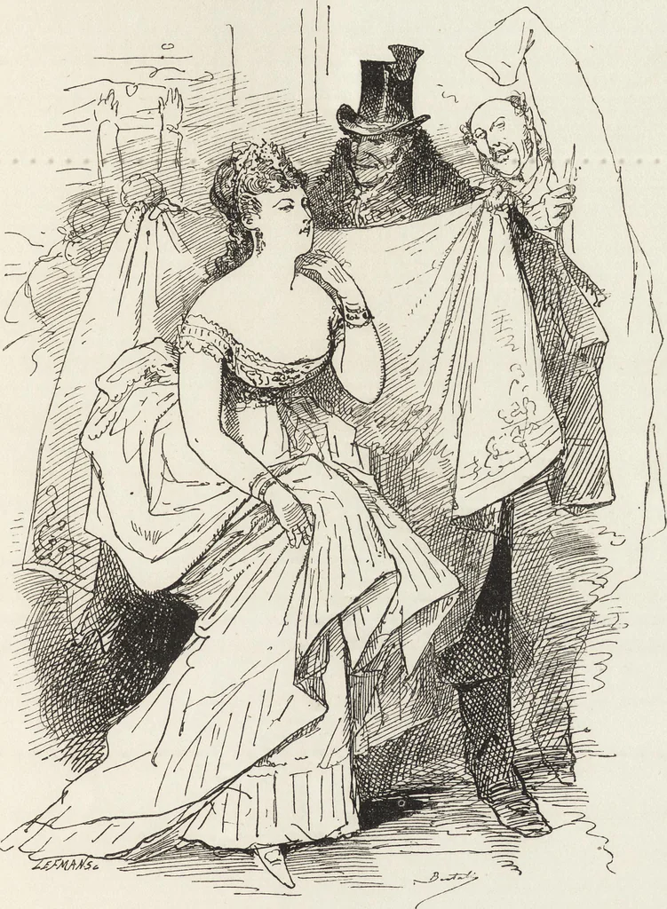 An illustration from La comédie de notre temps ... études au crayon et à la plume, 1874, leaf 360