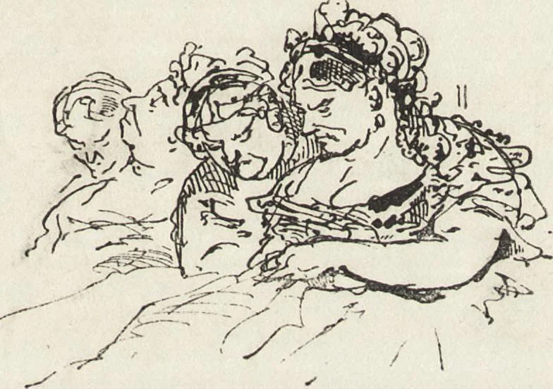 An illustration from La comédie de notre temps ... études au crayon et à la plume, 1874, leaf 364