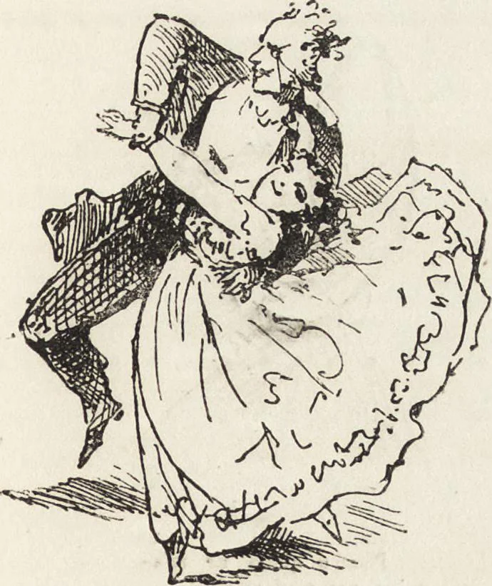 An illustration from La comédie de notre temps ... études au crayon et à la plume, 1874, leaf 364