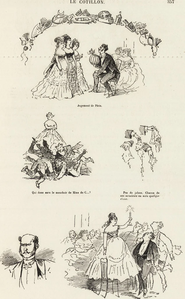 An illustration from La comédie de notre temps ... études au crayon et à la plume, 1874, leaf 368