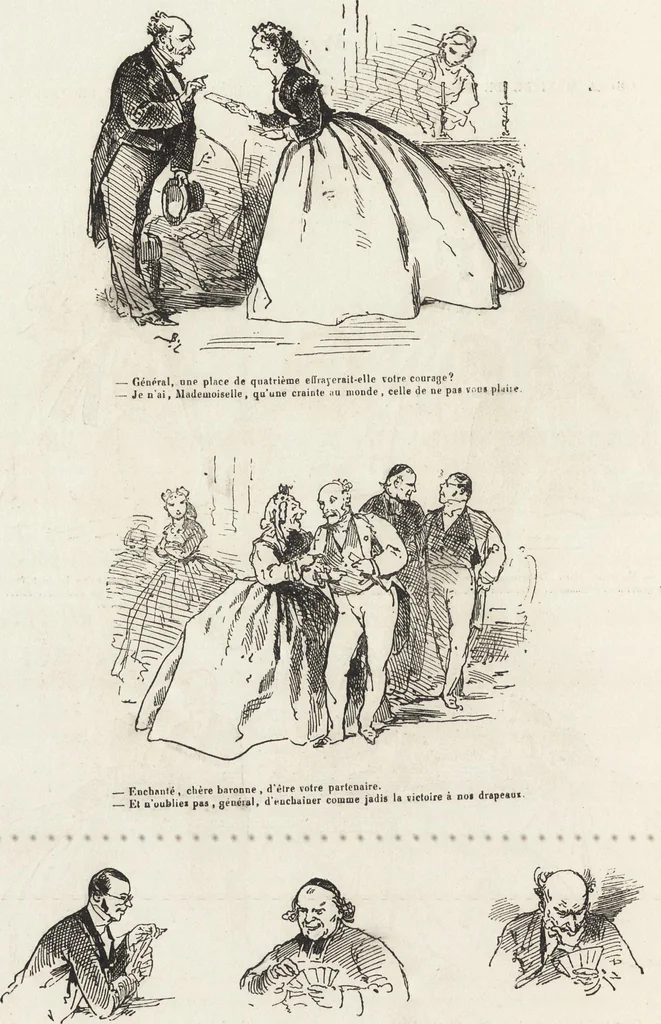 An illustration from La comédie de notre temps ... études au crayon et à la plume, 1874, leaf 371