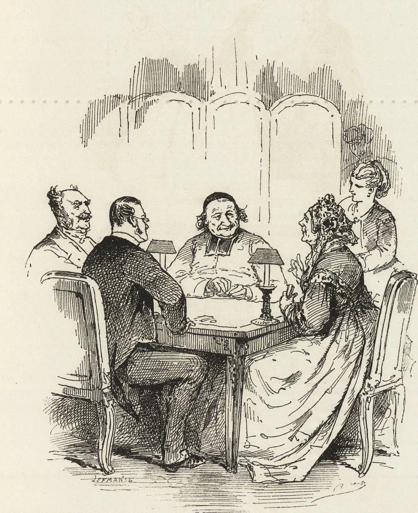 An illustration from La comédie de notre temps ... études au crayon et à la plume, 1874, leaf 372