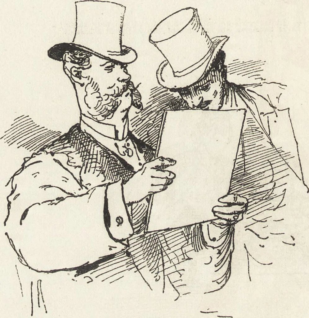 An illustration from La comédie de notre temps ... études au crayon et à la plume, 1874, leaf 375