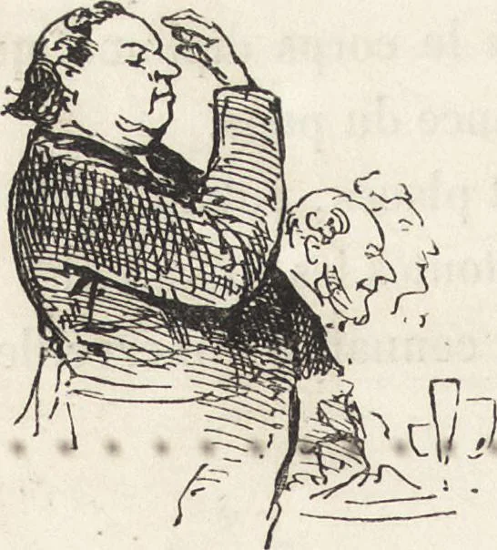 An illustration from La comédie de notre temps ... études au crayon et à la plume, 1874, leaf 395