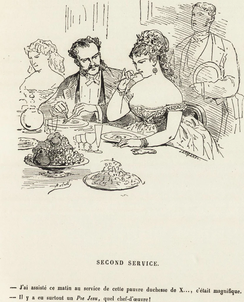 An illustration from La comédie de notre temps ... études au crayon et à la plume, 1874, leaf 406