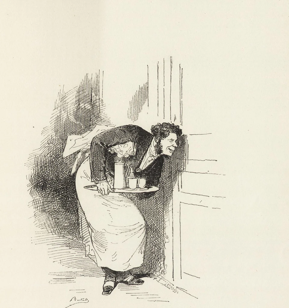 An illustration from La comédie de notre temps ... études au crayon et à la plume, 1874, leaf 416