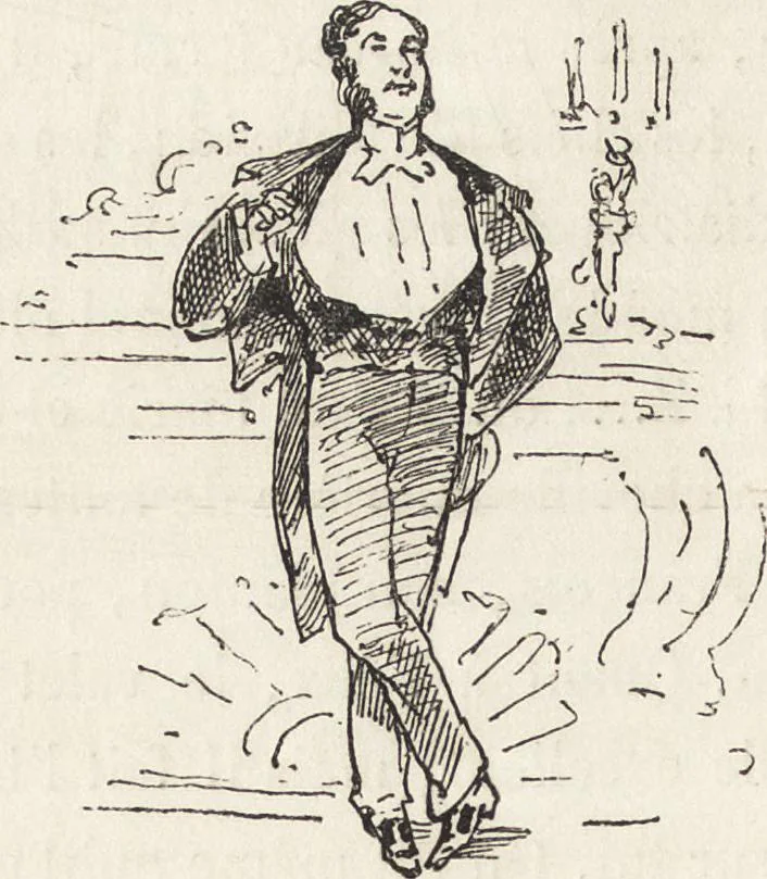 An illustration from La comédie de notre temps ... études au crayon et à la plume, 1874, leaf 427