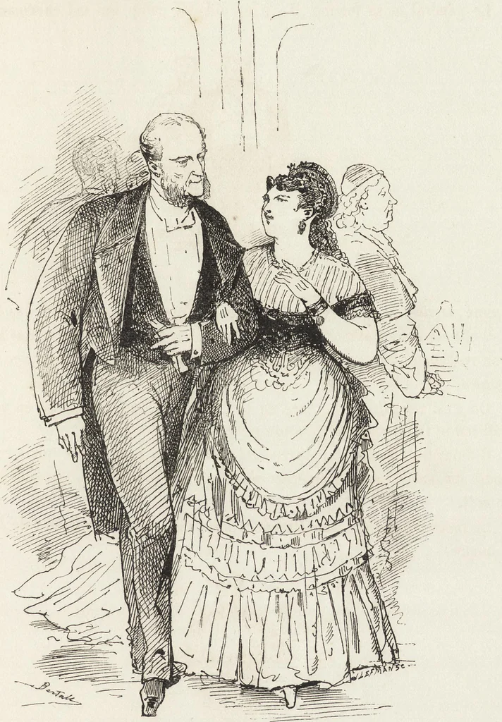 An illustration from La comédie de notre temps ... études au crayon et à la plume, 1874, leaf 428