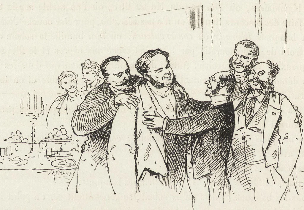 An illustration from La comédie de notre temps ... études au crayon et à la plume, 1874, leaf 441