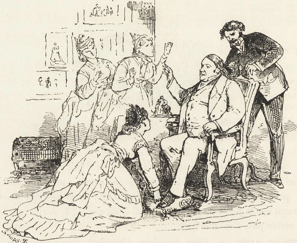An illustration from La comédie de notre temps ... études au crayon et à la plume, 1874, leaf 461