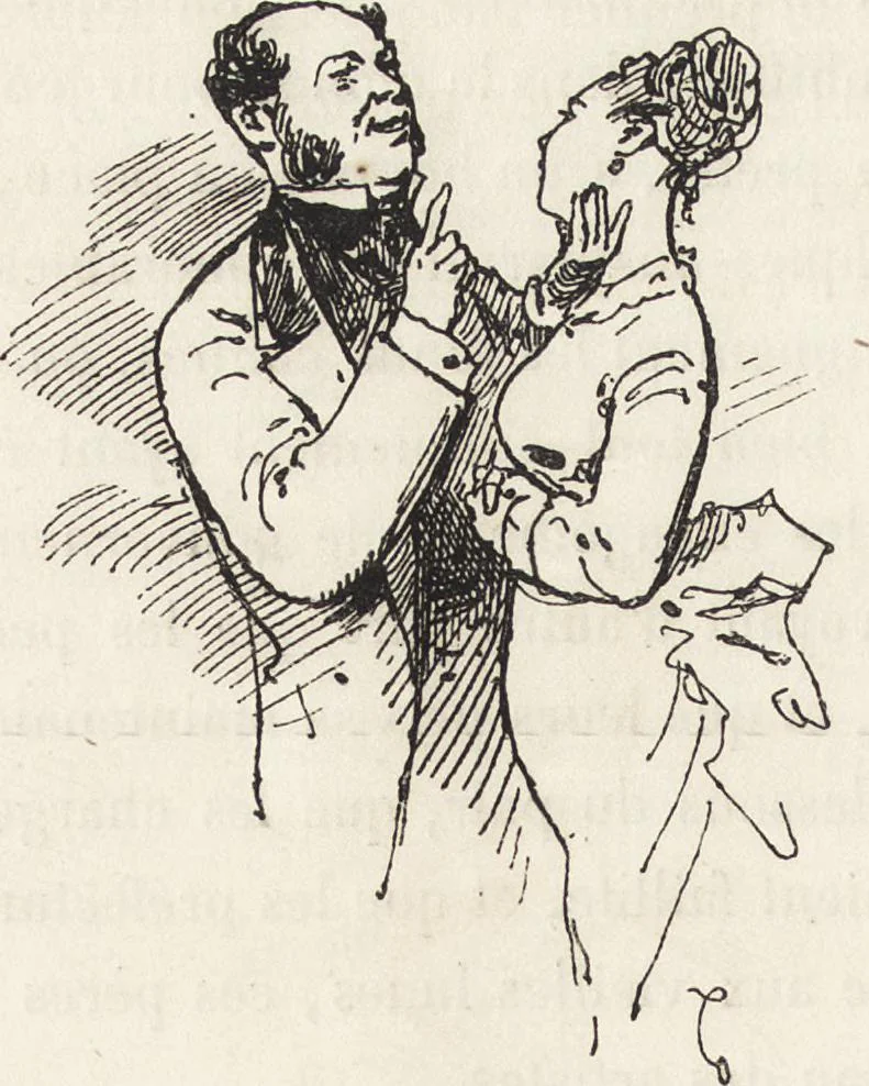 An illustration from La comédie de notre temps ... études au crayon et à la plume, 1874, leaf 493