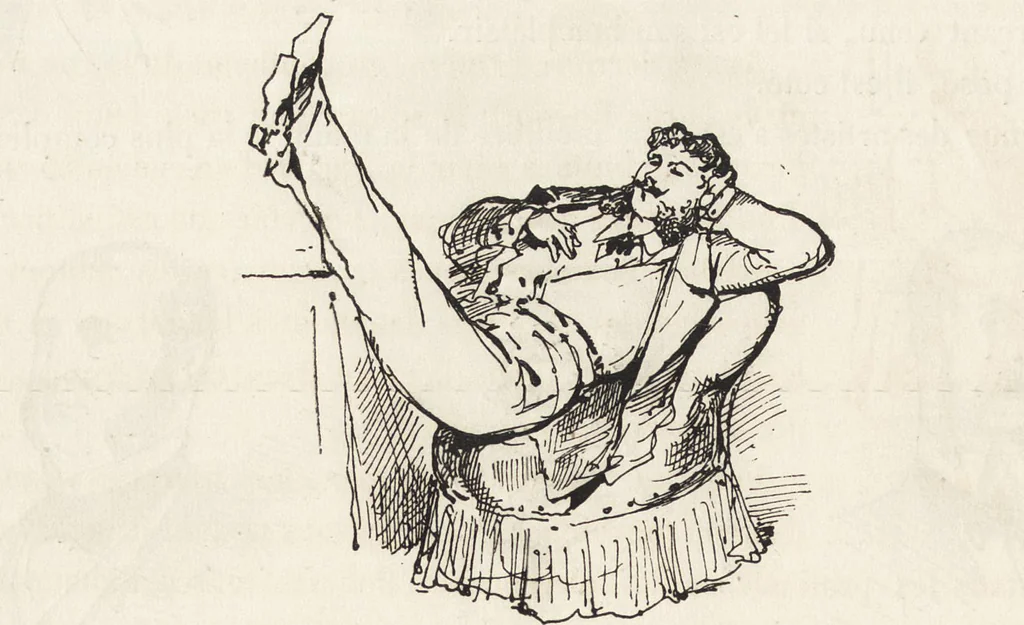 An illustration from La comédie de notre temps ... études au crayon et à la plume, 1874, leaf 495
