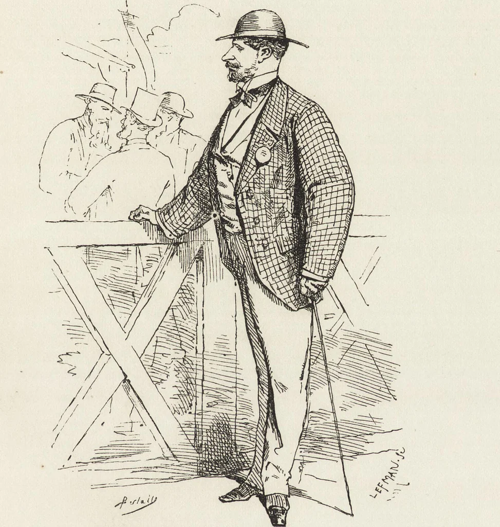 An illustration from La comédie de notre temps ... études au crayon et à la plume, 1874, leaf 50