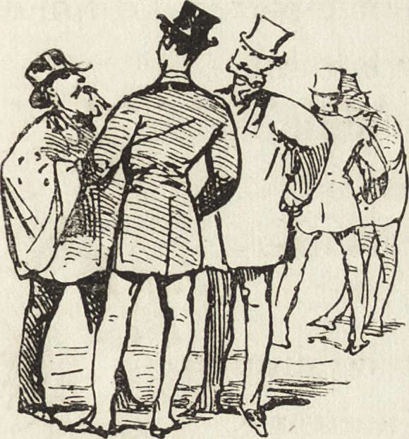 An illustration from La comédie de notre temps ... études au crayon et à la plume, 1874, leaf 52