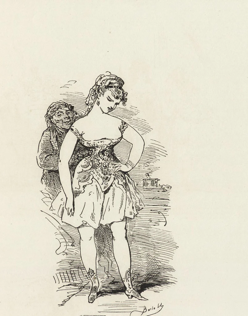 An illustration from La comédie de notre temps ... études au crayon et à la plume, 1874, leaf 522