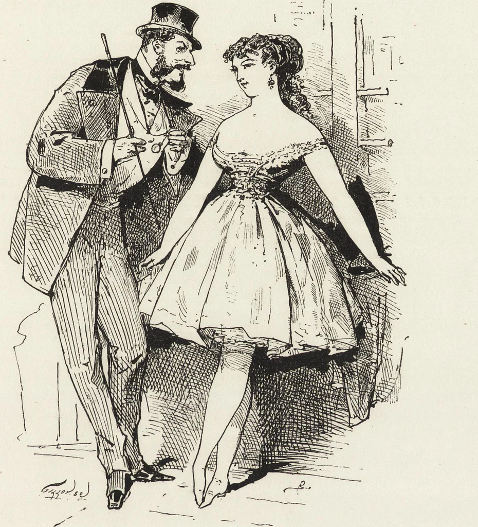 An illustration from La comédie de notre temps ... études au crayon et à la plume, 1874, leaf 524