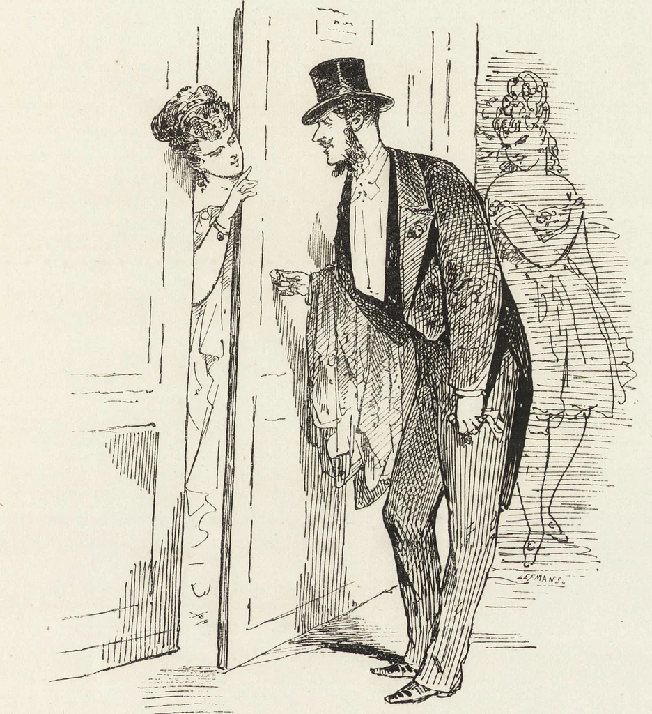 An illustration from La comédie de notre temps ... études au crayon et à la plume, 1874, leaf 526