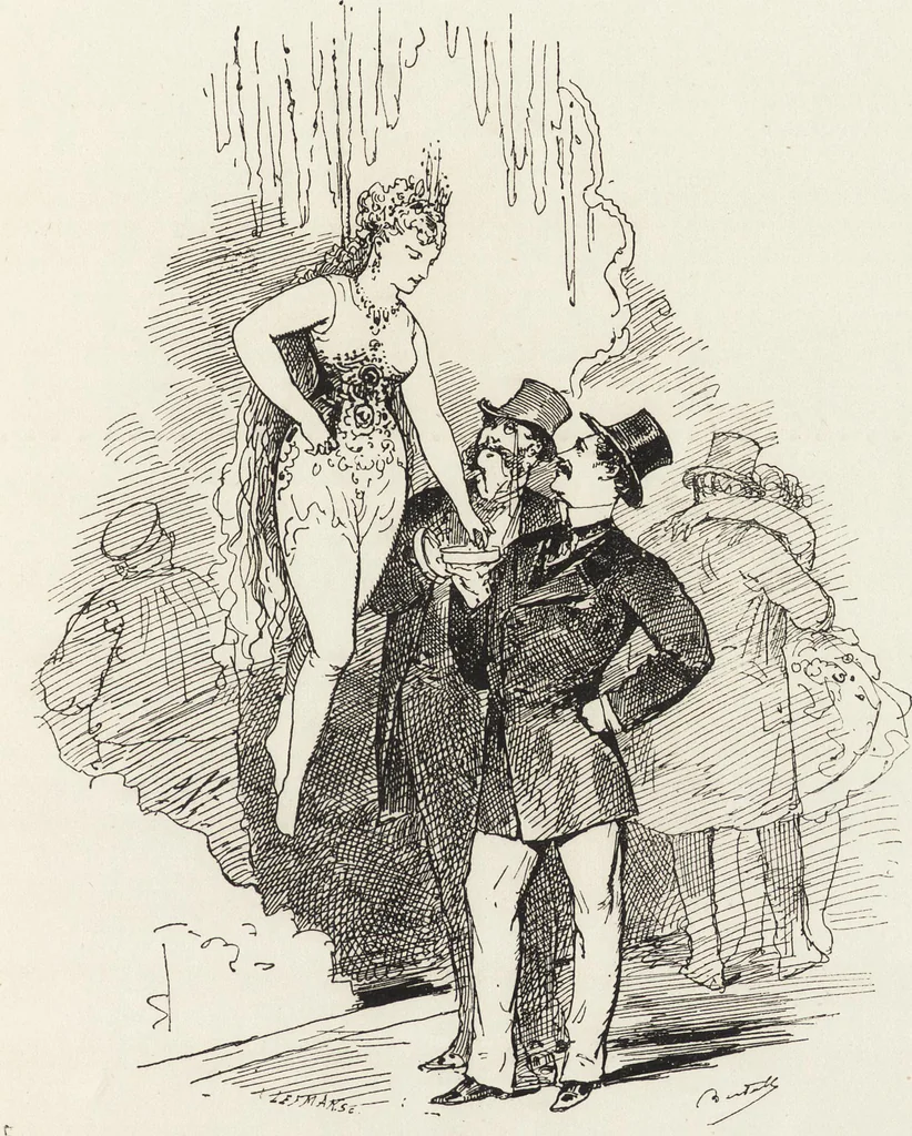 An illustration from La comédie de notre temps ... études au crayon et à la plume, 1874, leaf 530