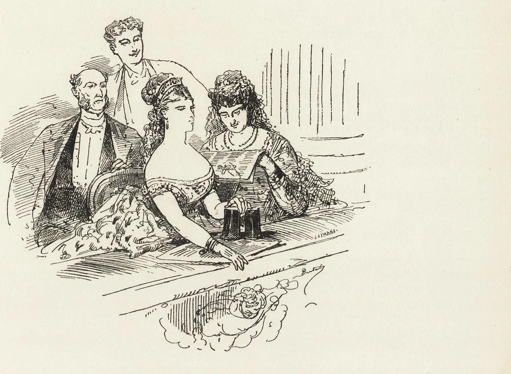 An illustration from La comédie de notre temps ... études au crayon et à la plume, 1874, leaf 550