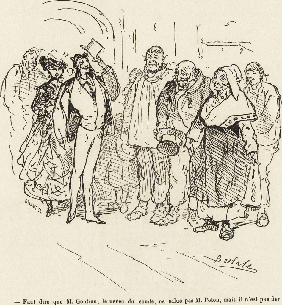 An illustration from La comédie de notre temps ... études au crayon et à la plume, 1874, leaf 562