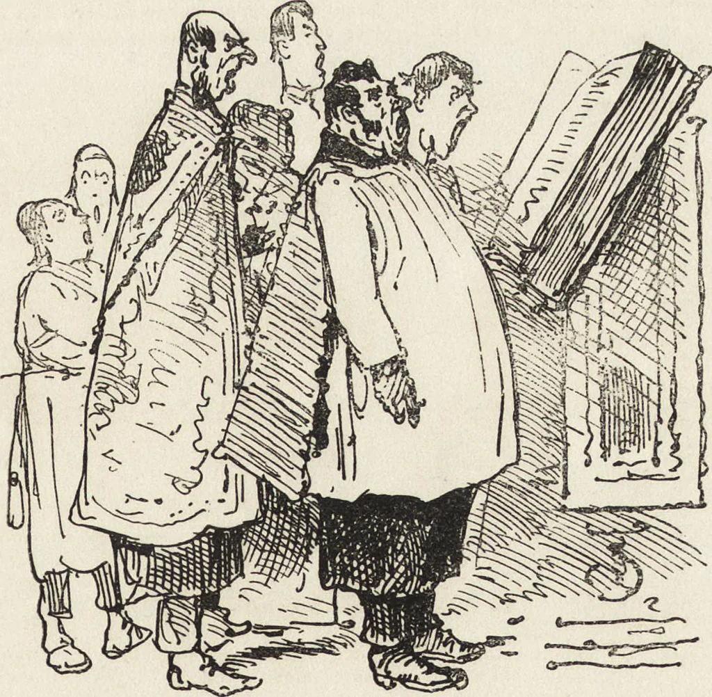 An illustration from La comédie de notre temps ... études au crayon et à la plume, 1874, leaf 562