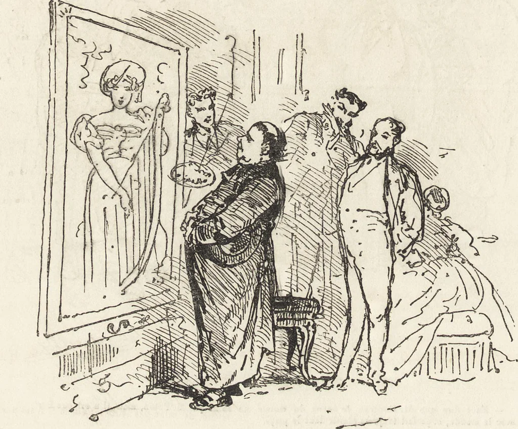 An illustration from La comédie de notre temps ... études au crayon et à la plume, 1874, leaf 563