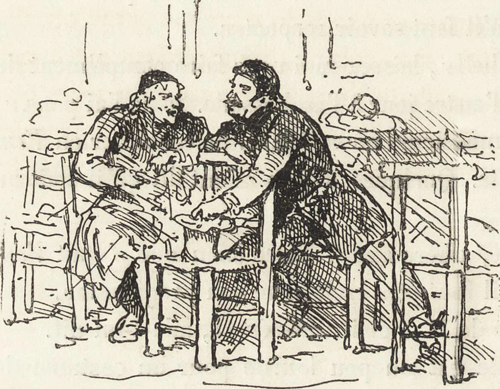 An illustration from La comédie de notre temps ... études au crayon et à la plume, 1874, leaf 567