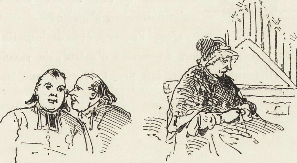An illustration from La comédie de notre temps ... études au crayon et à la plume, 1874, leaf 570