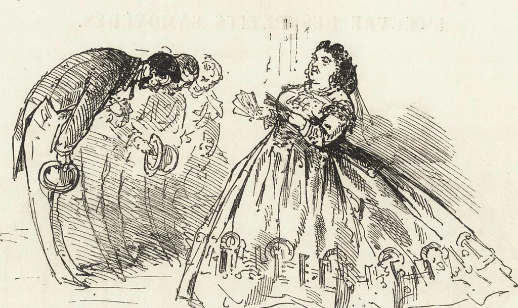 An illustration from La comédie de notre temps ... études au crayon et à la plume, 1874, leaf 581