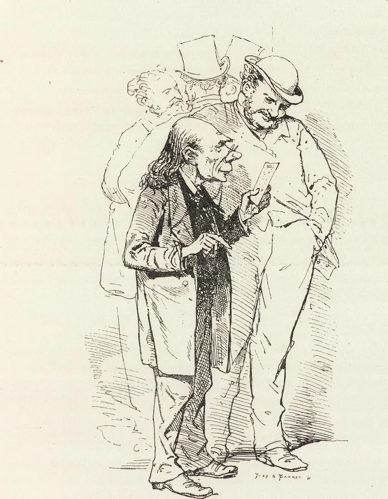 An illustration from La comédie de notre temps ... études au crayon et à la plume, 1874, leaf 586