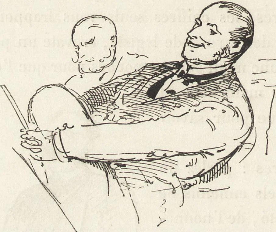 An illustration from La comédie de notre temps ... études au crayon et à la plume, 1874, leaf 599