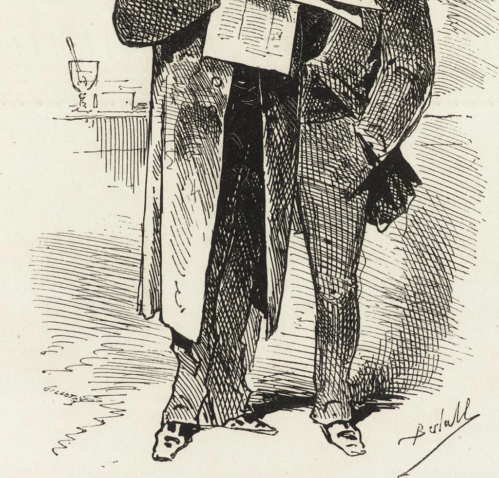 An illustration from La comédie de notre temps ... études au crayon et à la plume, 1874, leaf 606