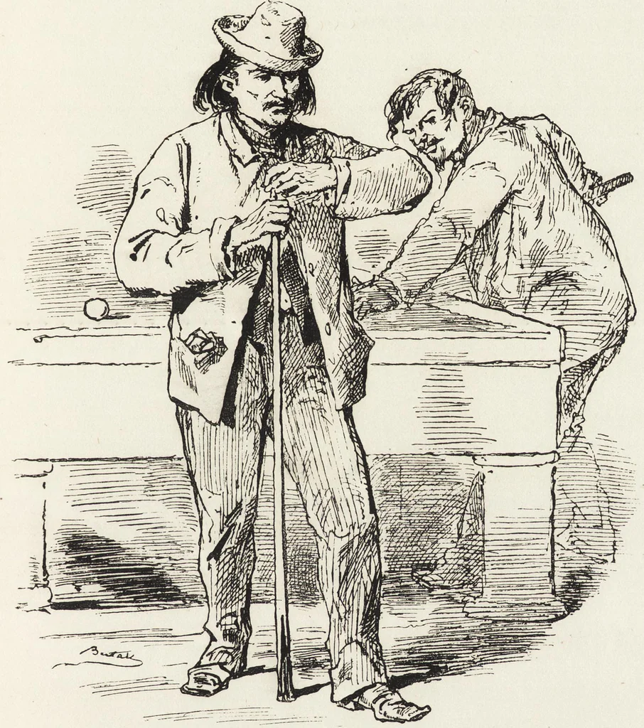 An illustration from La comédie de notre temps ... études au crayon et à la plume, 1874, leaf 608