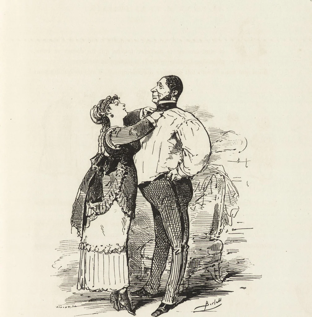 An illustration from La comédie de notre temps ... études au crayon et à la plume, 1874, leaf 62
