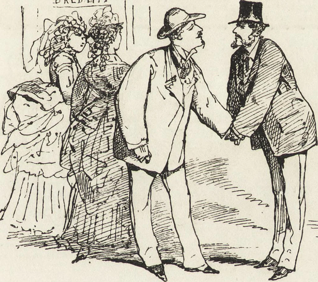 An illustration from La comédie de notre temps ... études au crayon et à la plume, 1874, leaf 644