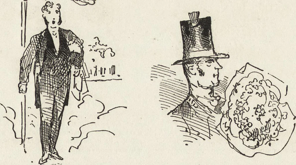 An illustration from La comédie de notre temps ... études au crayon et à la plume, 1874, leaf 644