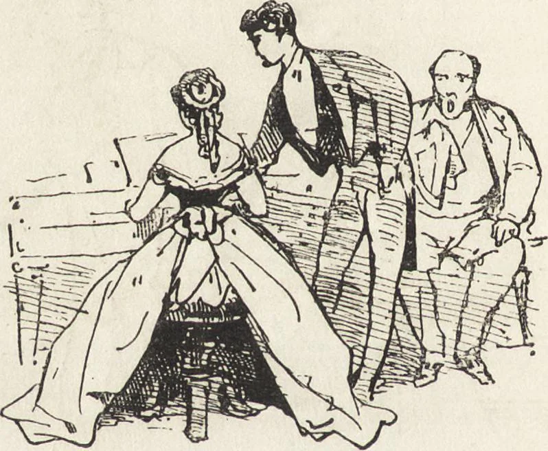 An illustration from La comédie de notre temps ... études au crayon et à la plume, 1874, leaf 645