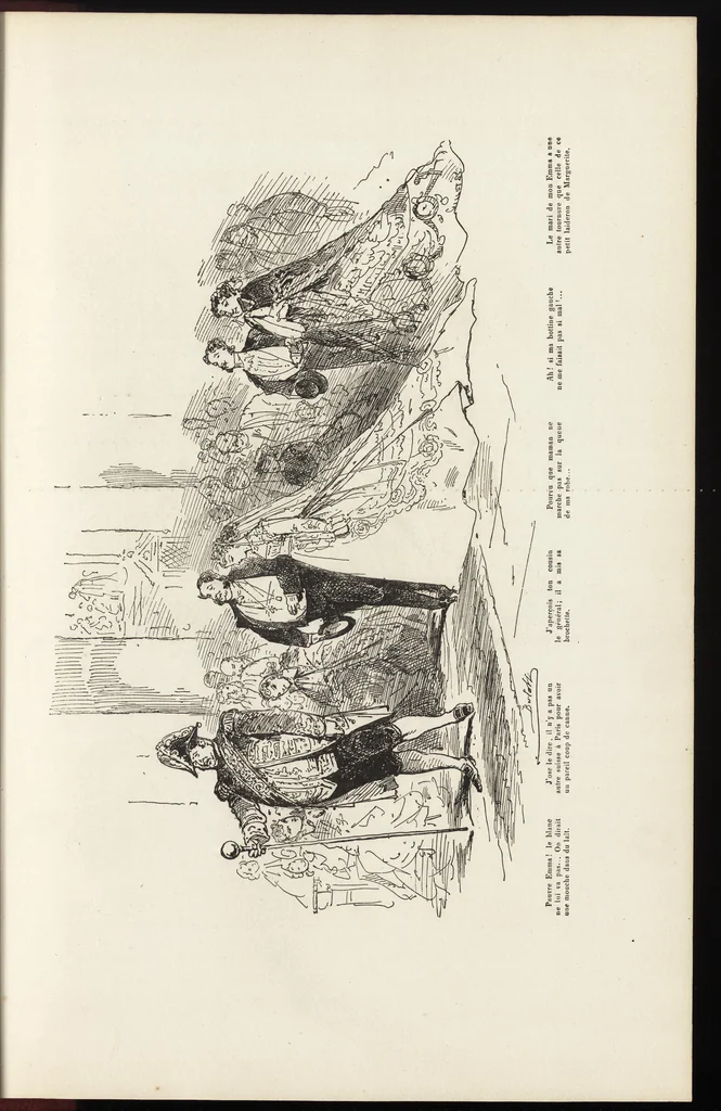 An illustration from La comédie de notre temps ... études au crayon et à la plume, 1874, leaf 646