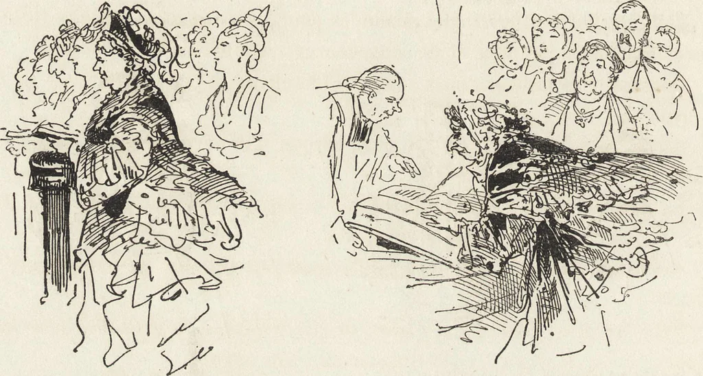 An illustration from La comédie de notre temps ... études au crayon et à la plume, 1874, leaf 649