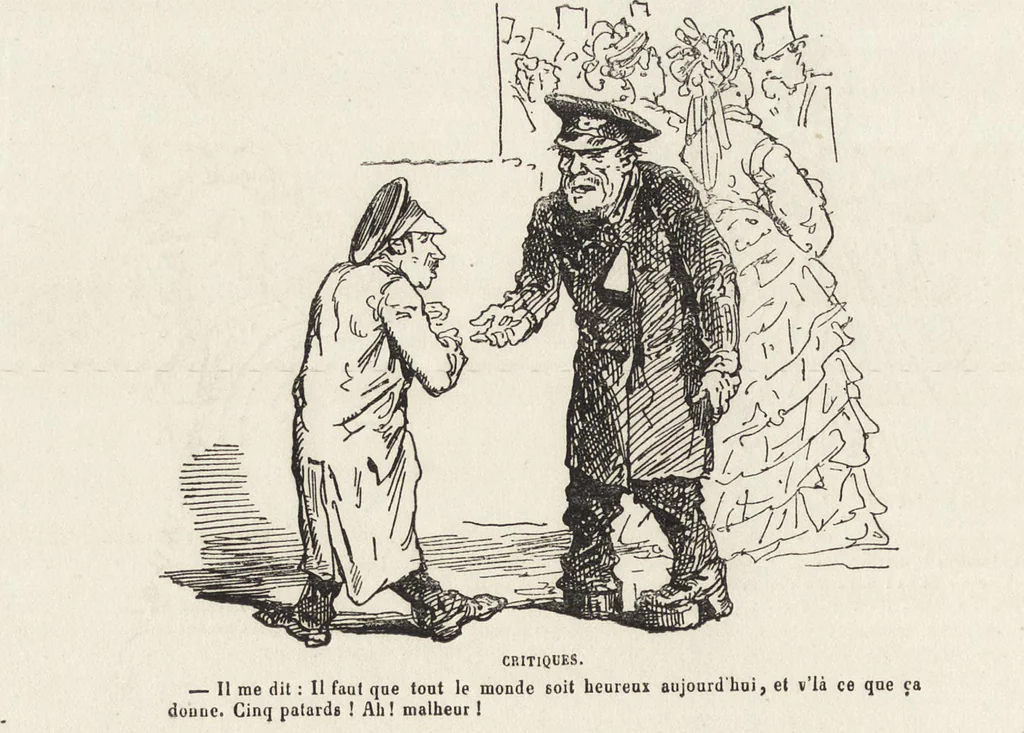 An illustration from La comédie de notre temps ... études au crayon et à la plume, 1874, leaf 649
