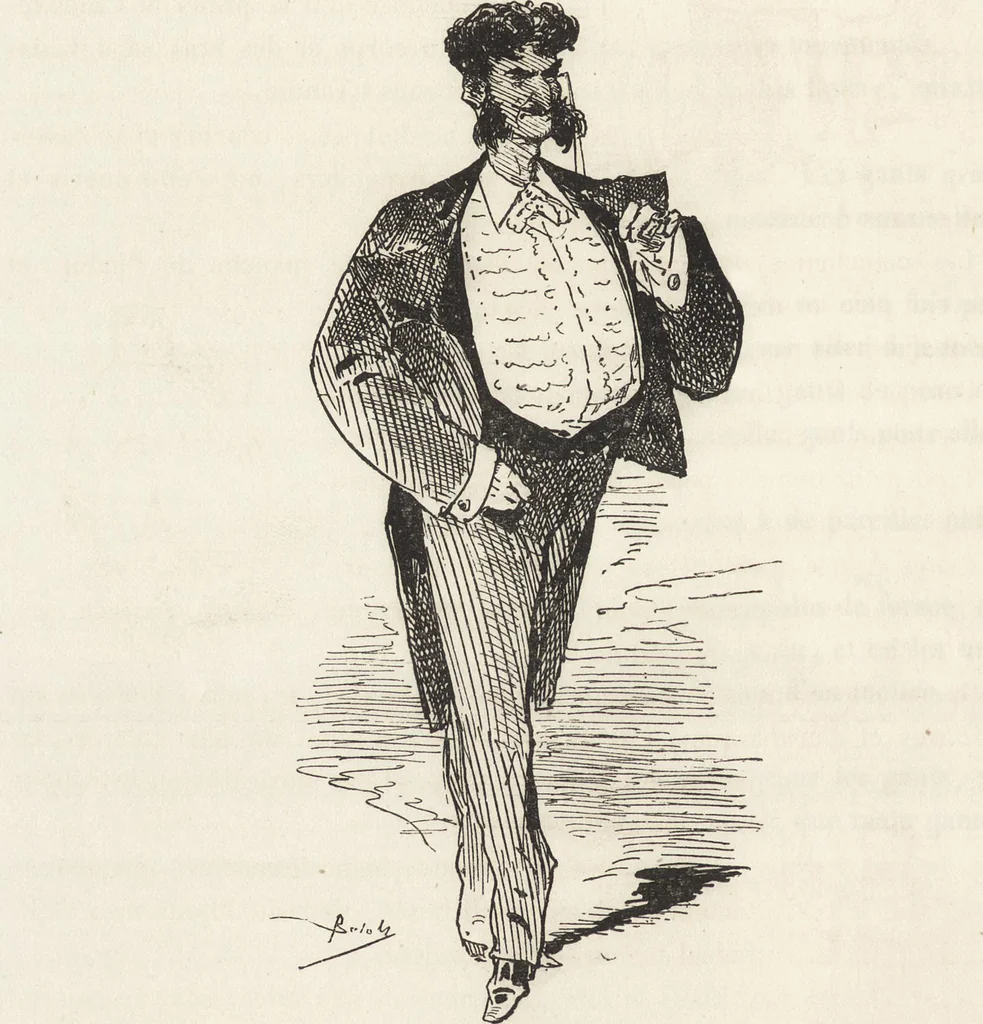 An illustration from La comédie de notre temps ... études au crayon et à la plume, 1874, leaf 71