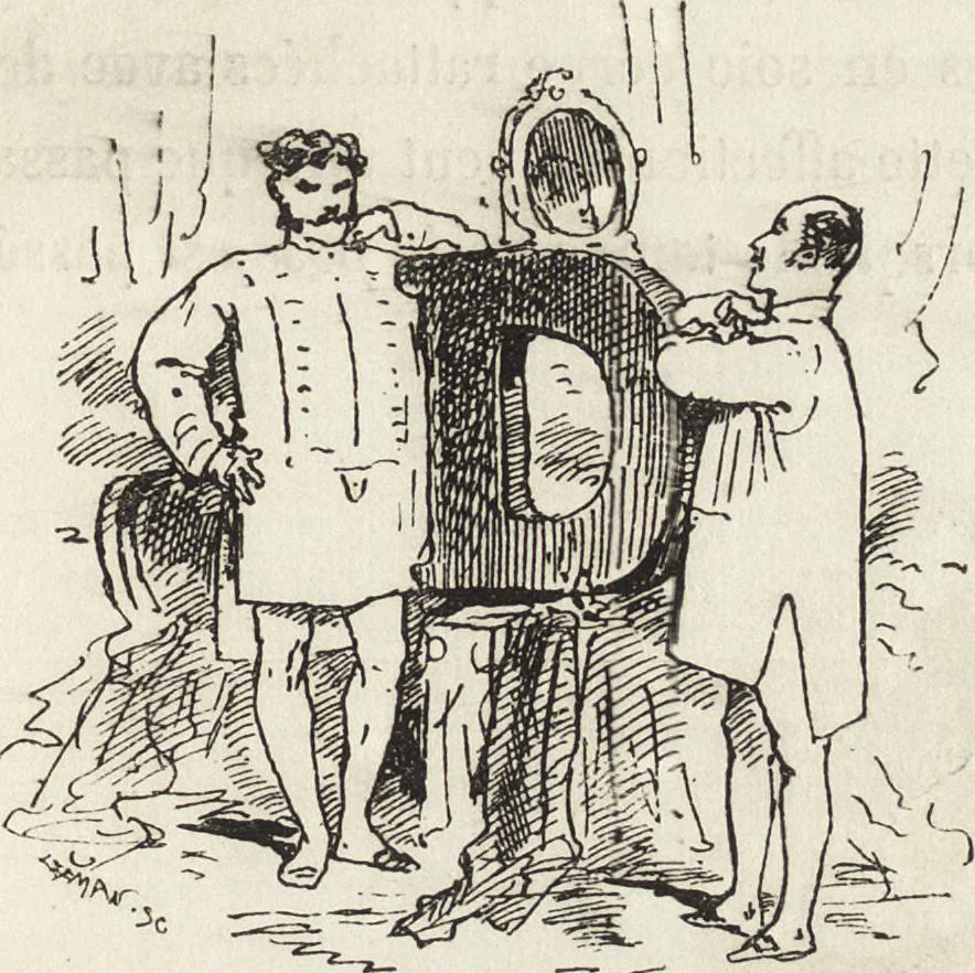 An illustration from La comédie de notre temps ... études au crayon et à la plume, 1874, leaf 72