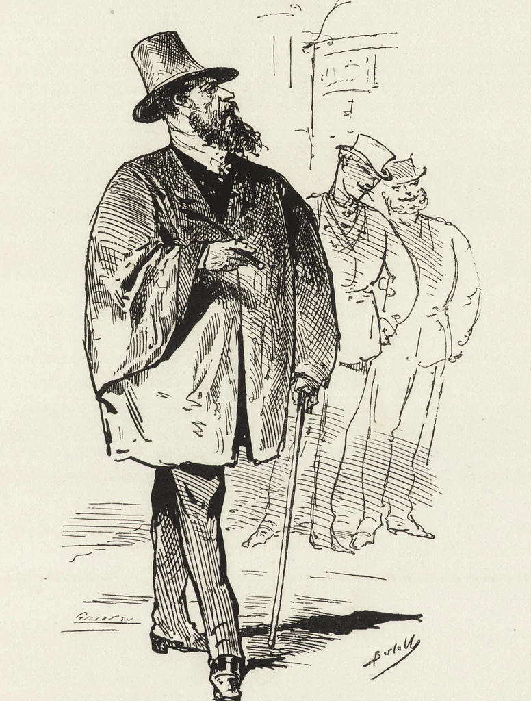 An illustration from La comédie de notre temps ... études au crayon et à la plume, 1874, leaf 86