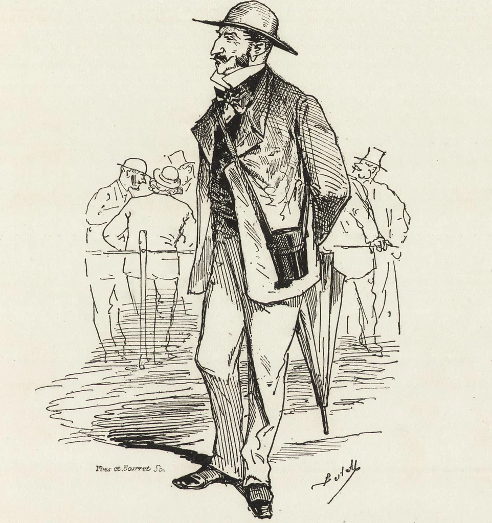An illustration from La comédie de notre temps ... études au crayon et à la plume, 1874, leaf 90